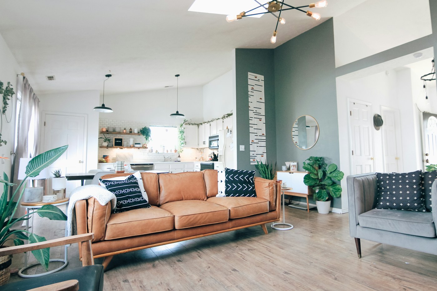 Living room with a properly scaled area rug