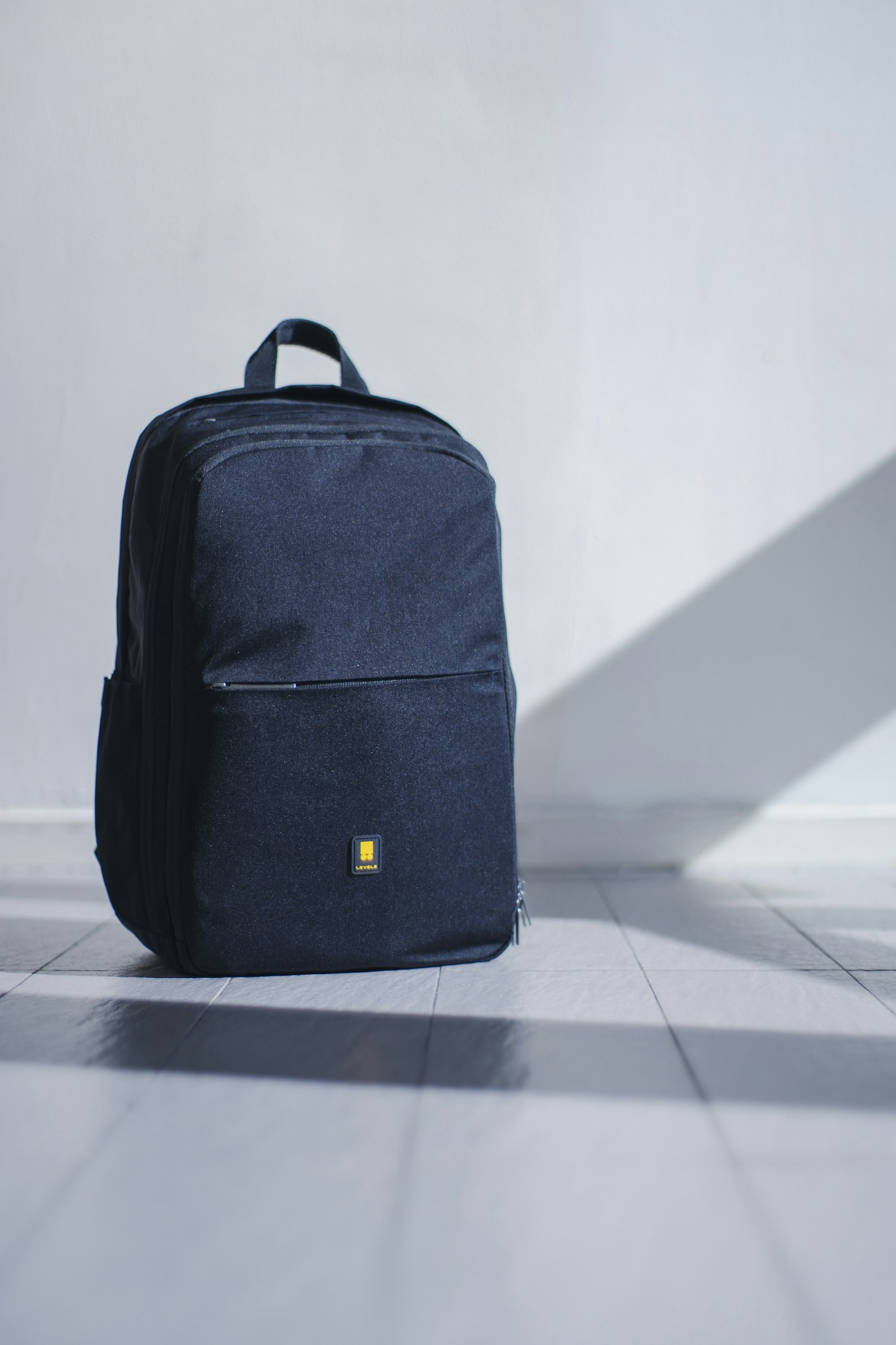 Structured tote bag carried during a city commute